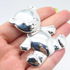 925 Sterling Silver Vintage Mexico Bear Teddy Movable Pin Brooch / Pendant