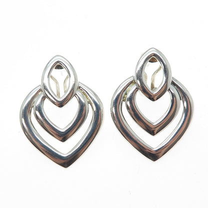 ROSS SIMONS 925 Sterling Silver Vintage Heart Omega Back Earrings