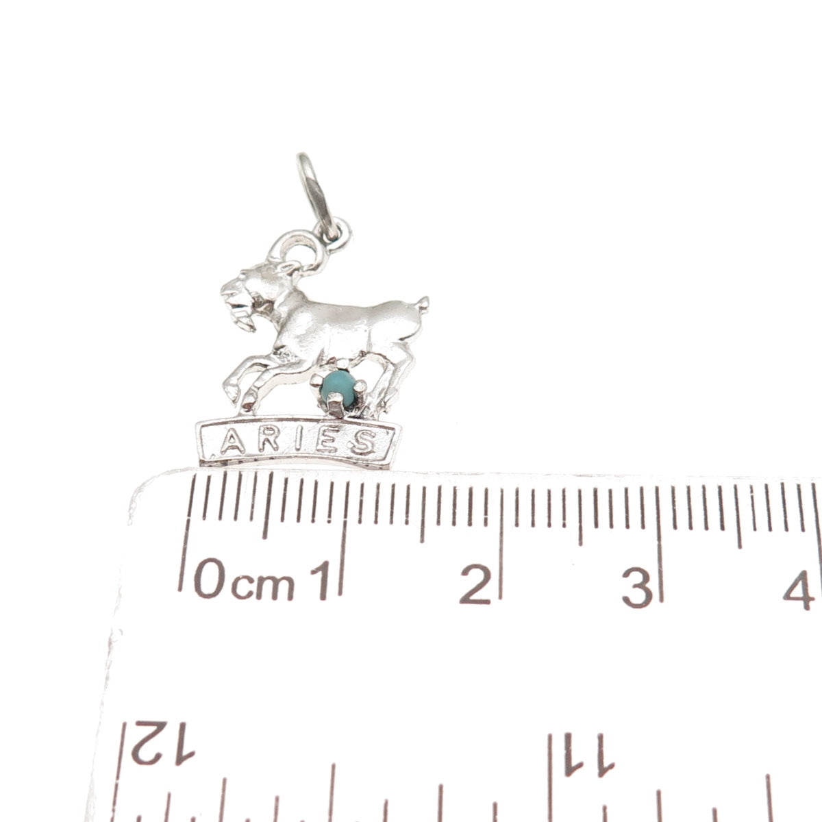 925 Sterling Silver Vintage Rhinestone Aries Zodiac Sign Mini Charm Pendant