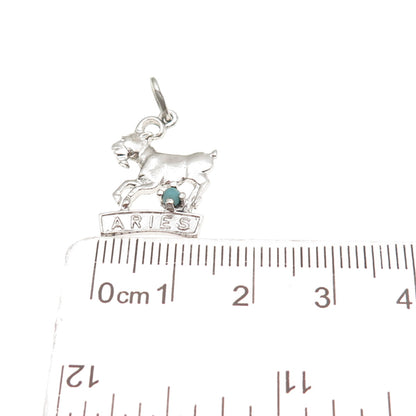 925 Sterling Silver Vintage Rhinestone Aries Zodiac Sign Mini Charm Pendant