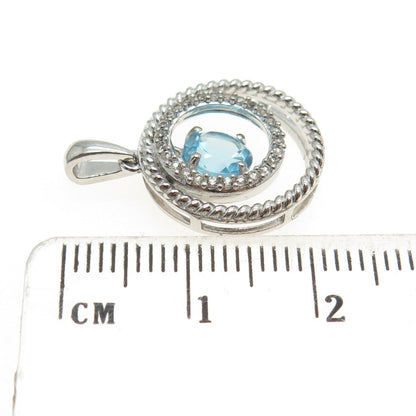 JANE SAYMOUR 925 Sterling Silver Real White & Blue Topaz Gemstone Pendant