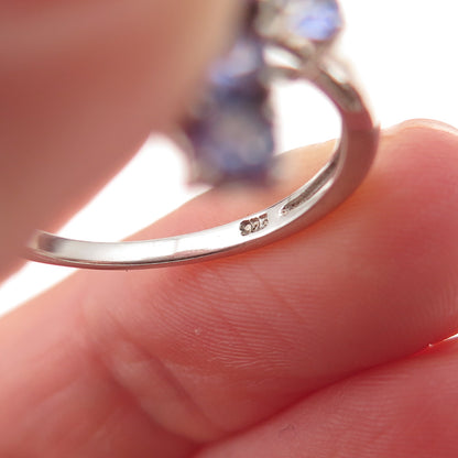 Chuck Clemency 925 Sterling Silver Real Round-Cut Tanzanite Cross Ring Size 8