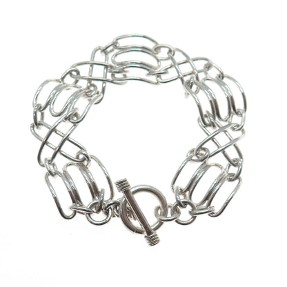 925 Sterling Silver Vintage Modernist Paperclip X Link Bracelet 7"
