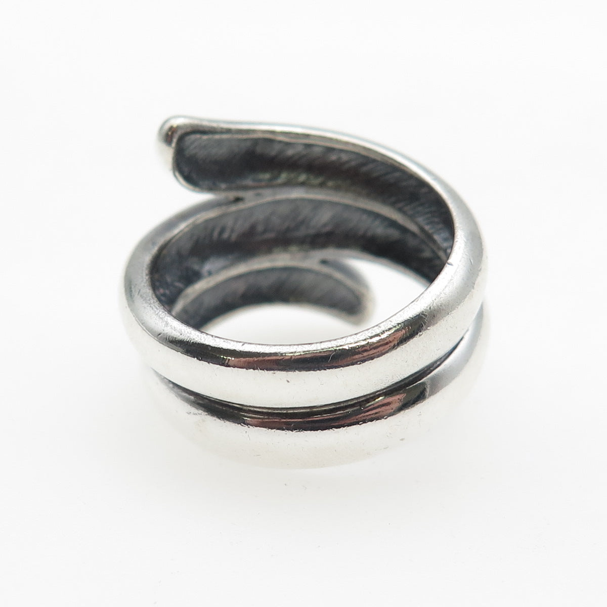 925 Sterling Silver Vintage Modernist Multi-Row Bypass Oxidized Ring Size 9.25