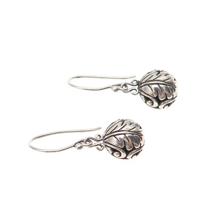 ATI Annika Witt 925 Sterling Silver Vintage Floral Oxidized Dangle Earrings