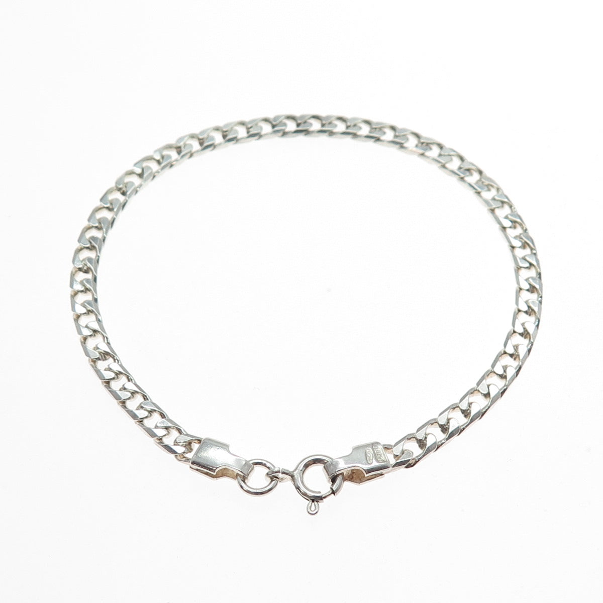 925 Sterling Silver Vintage Italy Curb Link Bracelet 7"