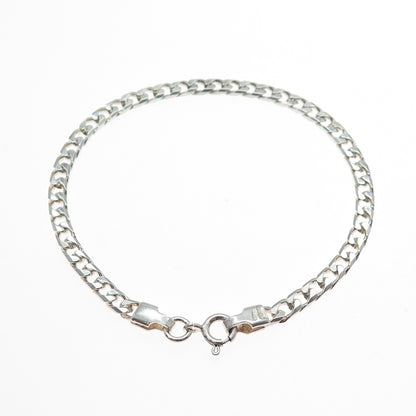 925 Sterling Silver Vintage Italy Curb Link Bracelet 7"
