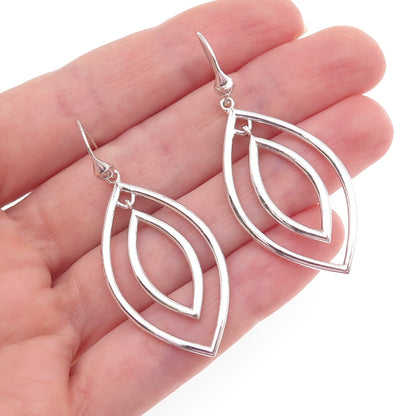 ZINA 925 Sterling Silver Vintage Modernist Petal Dangle Earrings