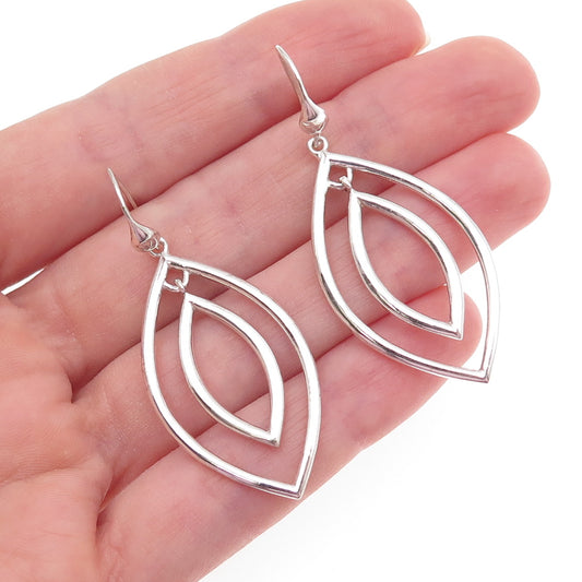 ZINA 925 Sterling Silver Vintage Modernist Petal Dangle Earrings