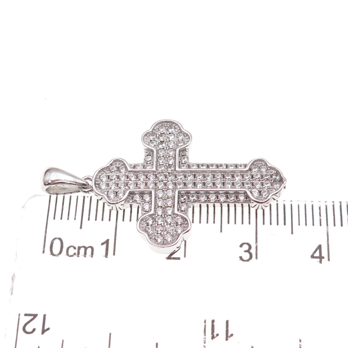 925 Sterling Silver Round-Cut C Z Cross Charm Pendant