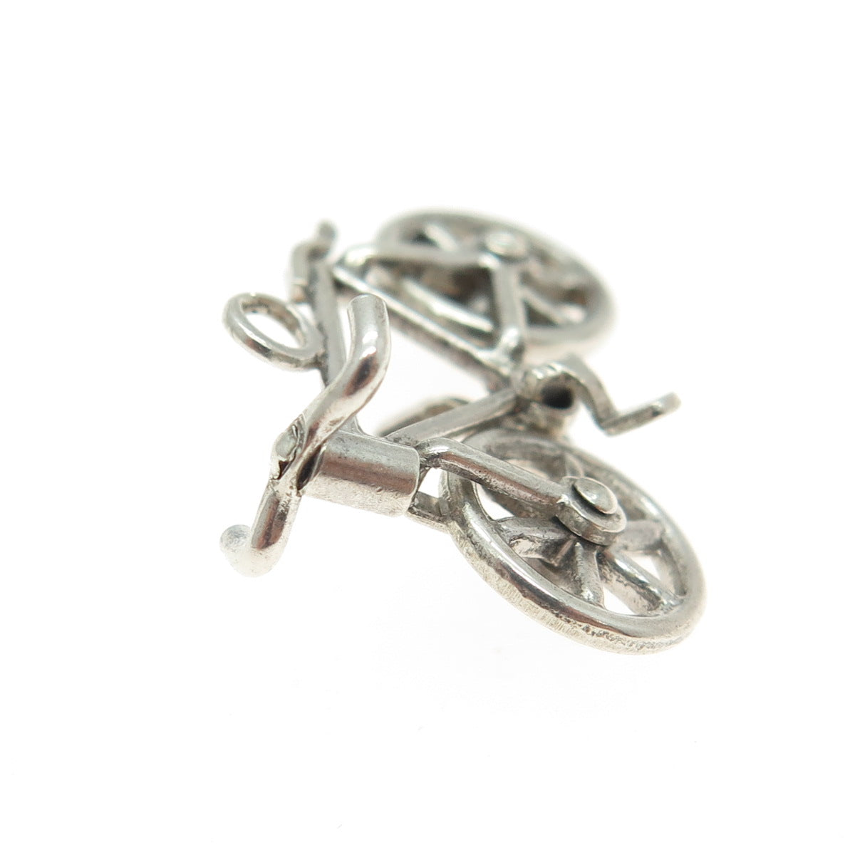 925 Sterling Silver Antique Art Deco Bicycle Minimalist Charm Pendant