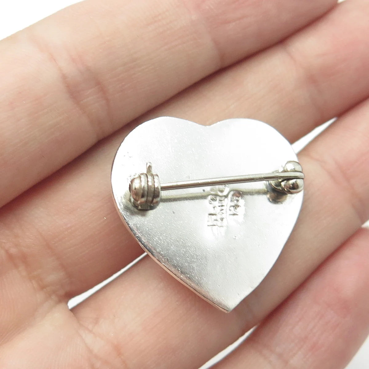 925 Sterling Silver Vintage Mexico Puffy Heart Pin Brooch