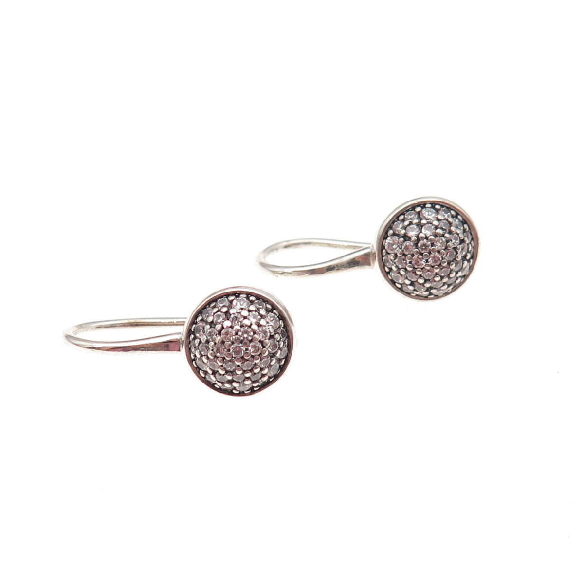 Pandora 925 Sterling Silver Round-Cut C Z Disc Earrings