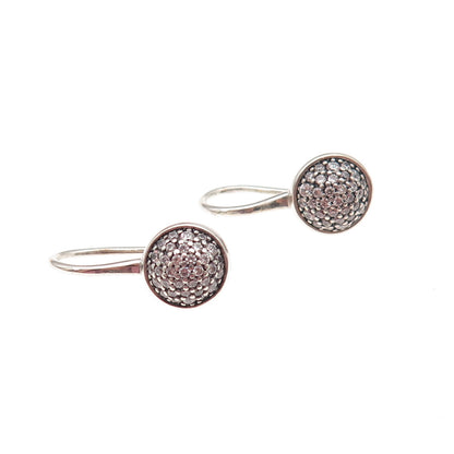 Pandora 925 Sterling Silver Round-Cut C Z Disc Earrings