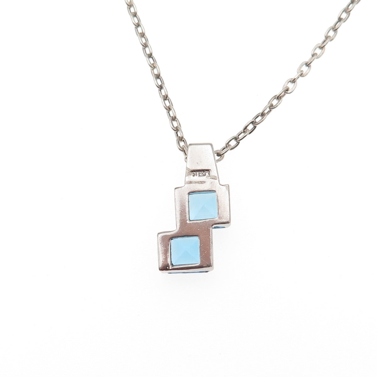 Tharpe Sterling Silver Vintage Real Swiss Blue Topaz Cable Chain Necklace 18"