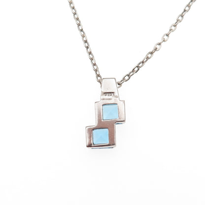 Tharpe Sterling Silver Vintage Real Swiss Blue Topaz Cable Chain Necklace 18"