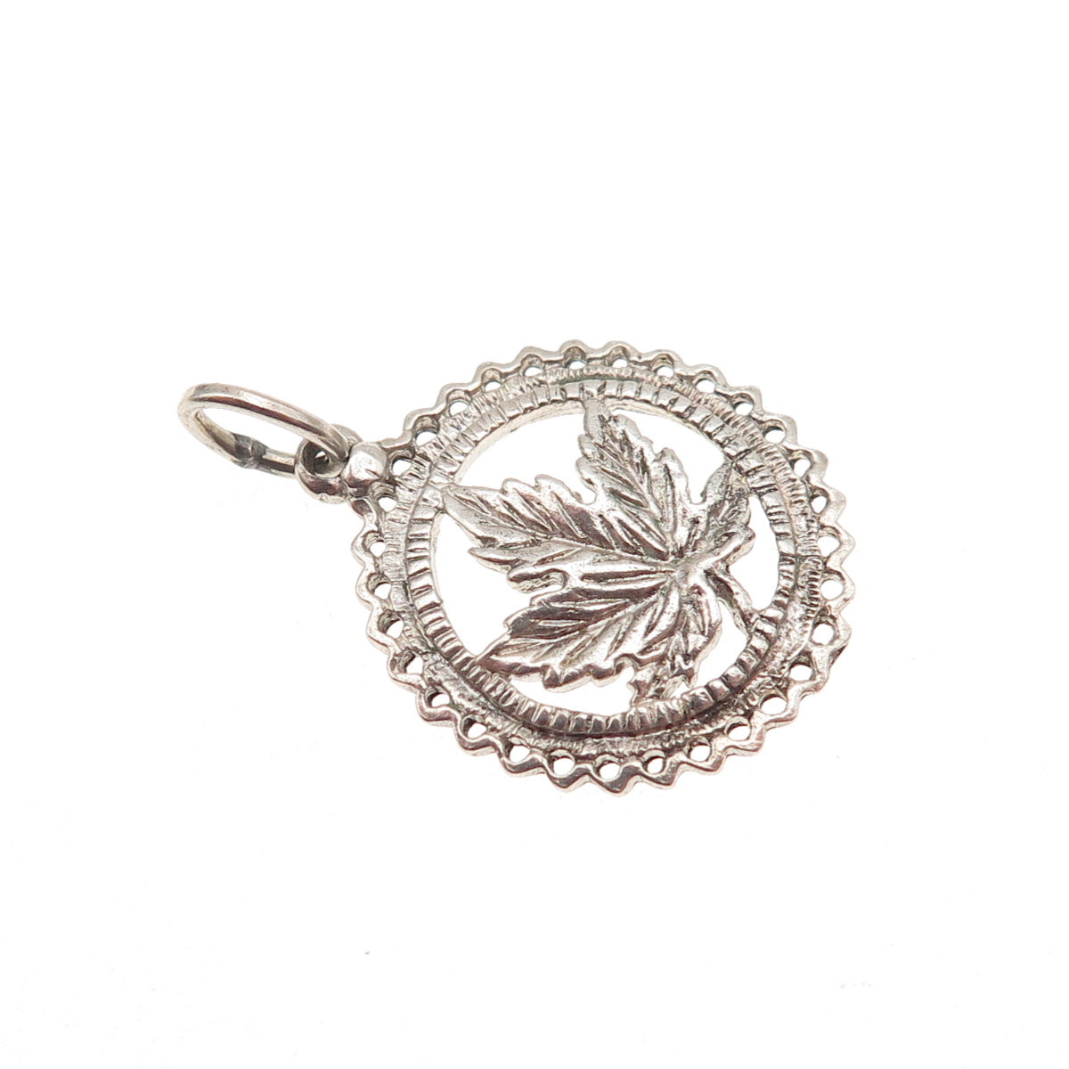 925 Sterling Silver Vintage Maple Leaf Canada Mini Charm Pendant