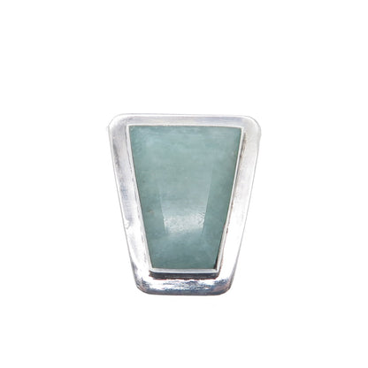 925 Sterling Silver Vintage Real Aventurine Modernist Slide Pendant