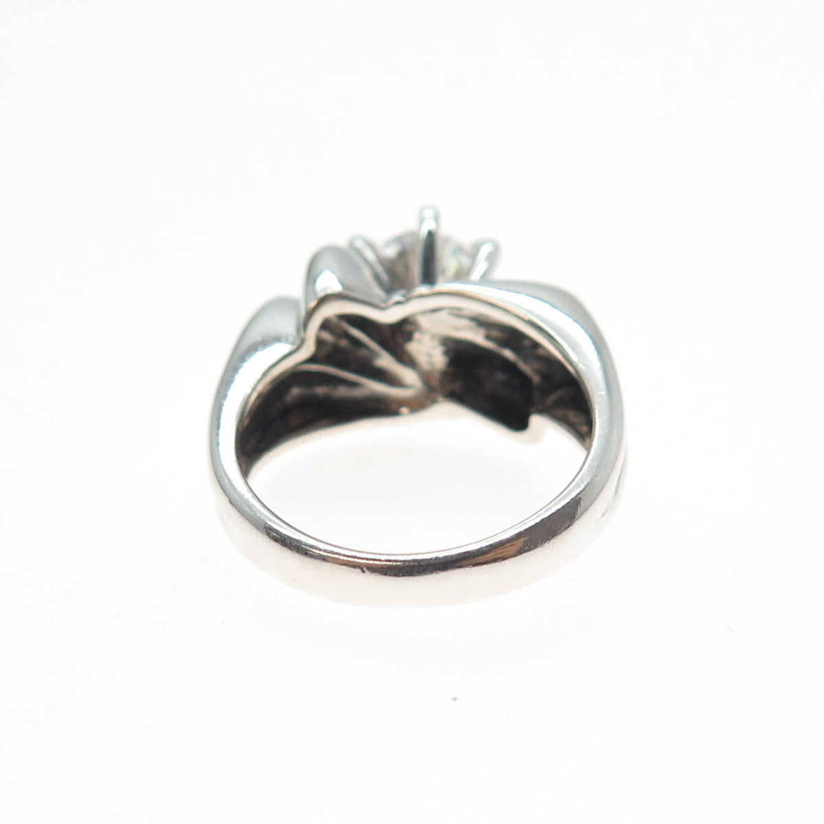 925 Sterling Silver Vintage Round-Cut C Z Modernist Ring Size 5