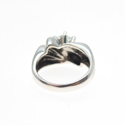 925 Sterling Silver Vintage Round-Cut C Z Modernist Ring Size 5