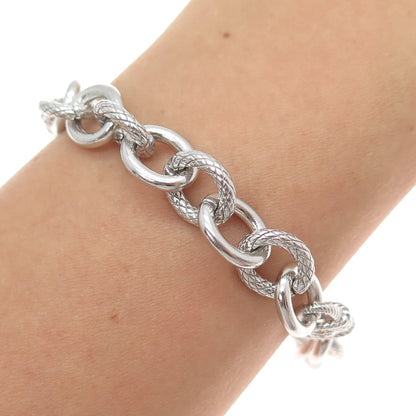 JUDITH RIPKA 925 Sterling Silver Round-Cut C Z Heart Cable Link Bracelet 8.5"