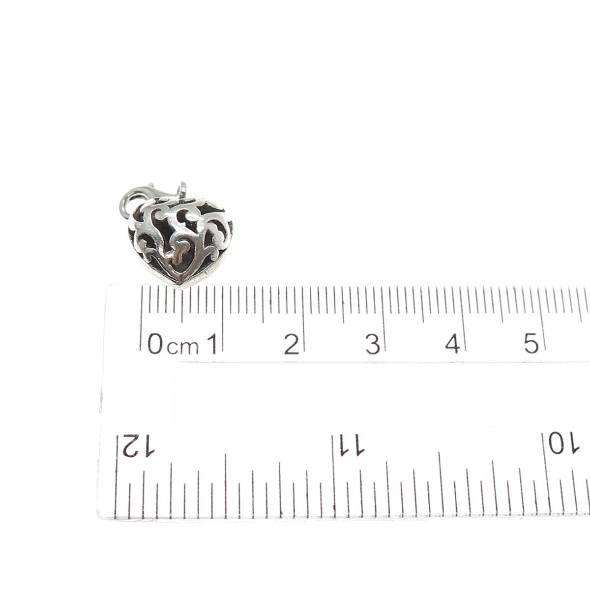 925 Sterling Silver Vintage Ornate Heart Lobster Lock Mini Charm Pendant