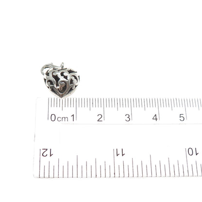 925 Sterling Silver Vintage Ornate Heart Lobster Lock Mini Charm Pendant