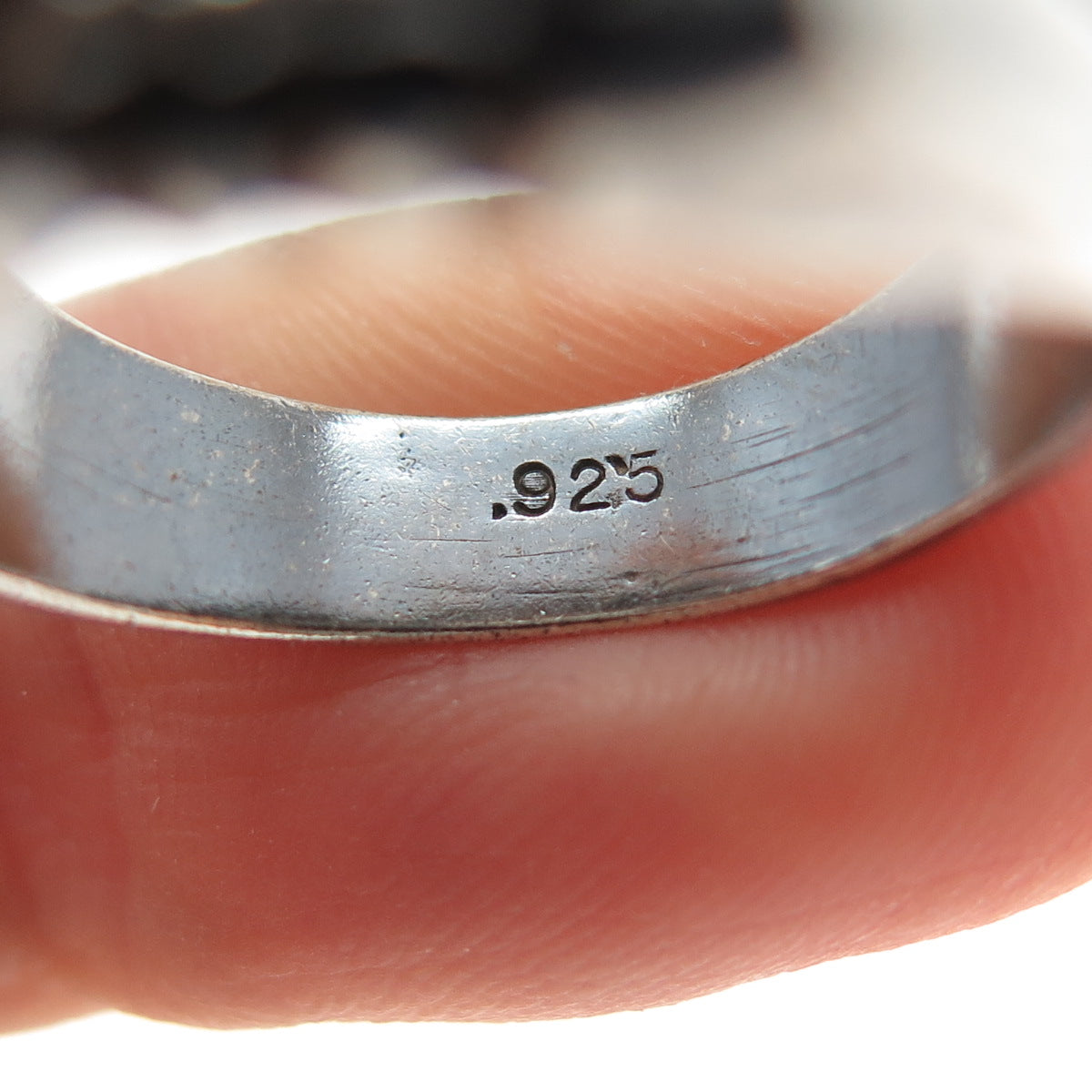 925 Sterling Silver Vintage Mayan Tribal Oxidized Ring Size 8.25