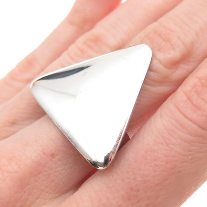 925 Sterling Silver Vintage Modernist Triangle Oxidized Ring Size 7.25
