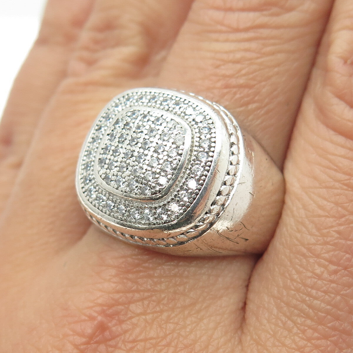 925 Sterling Silver Pave C Z Ring Size 10.25