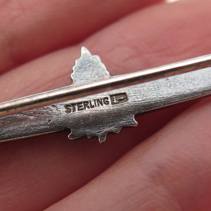 925 Sterling Silver Antique Art Deco Enamel Maple Leaf Pin Brooch