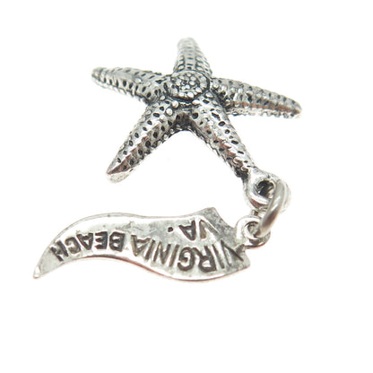 PACIFIC JEWELRY 925 Sterling Silver Vintage "Virginia Beach" Starfish 3D Pendant