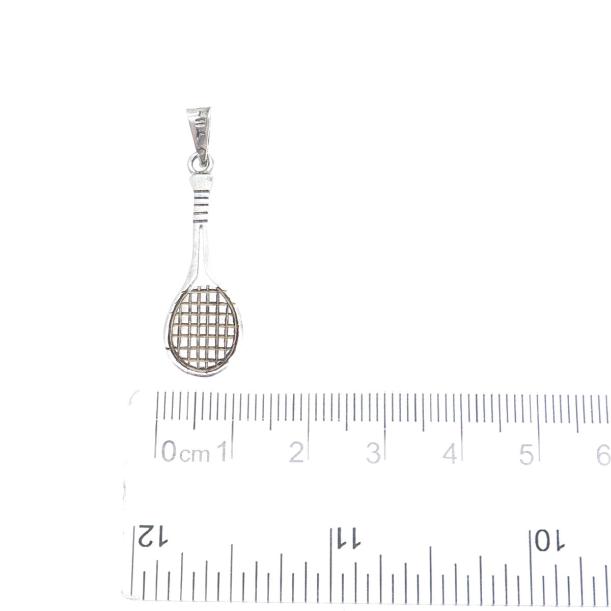 925 Sterling Silver Vintage Tennis Racket Oxidized Charm Pendant