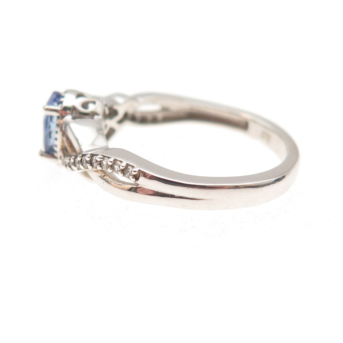 Chuck Clemency 925 Sterling Silver Real Tanzanite & White Topaz Ring Size 8