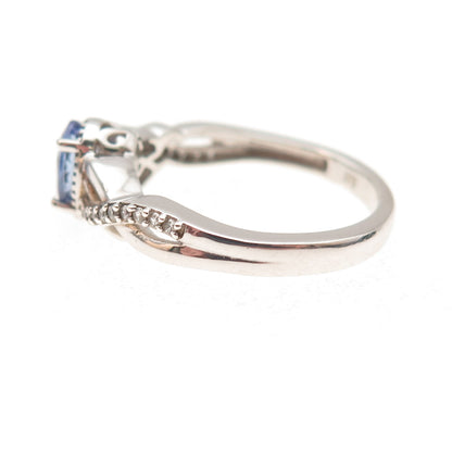 Chuck Clemency 925 Sterling Silver Real Tanzanite & White Topaz Ring Size 8