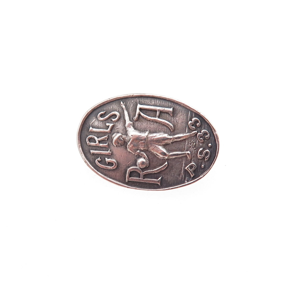 925 Sterling Silver Antique Art Deco Playground & Recreation Girls Athletics Pin