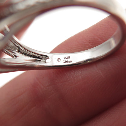 925 Sterling Silver Pear-Cut Lab-Created Sapphire Heart Ring Size 7