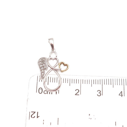 Charles Winston Sterling Silver 2-Tone Real Diamond Angel Heart Charm Pendant