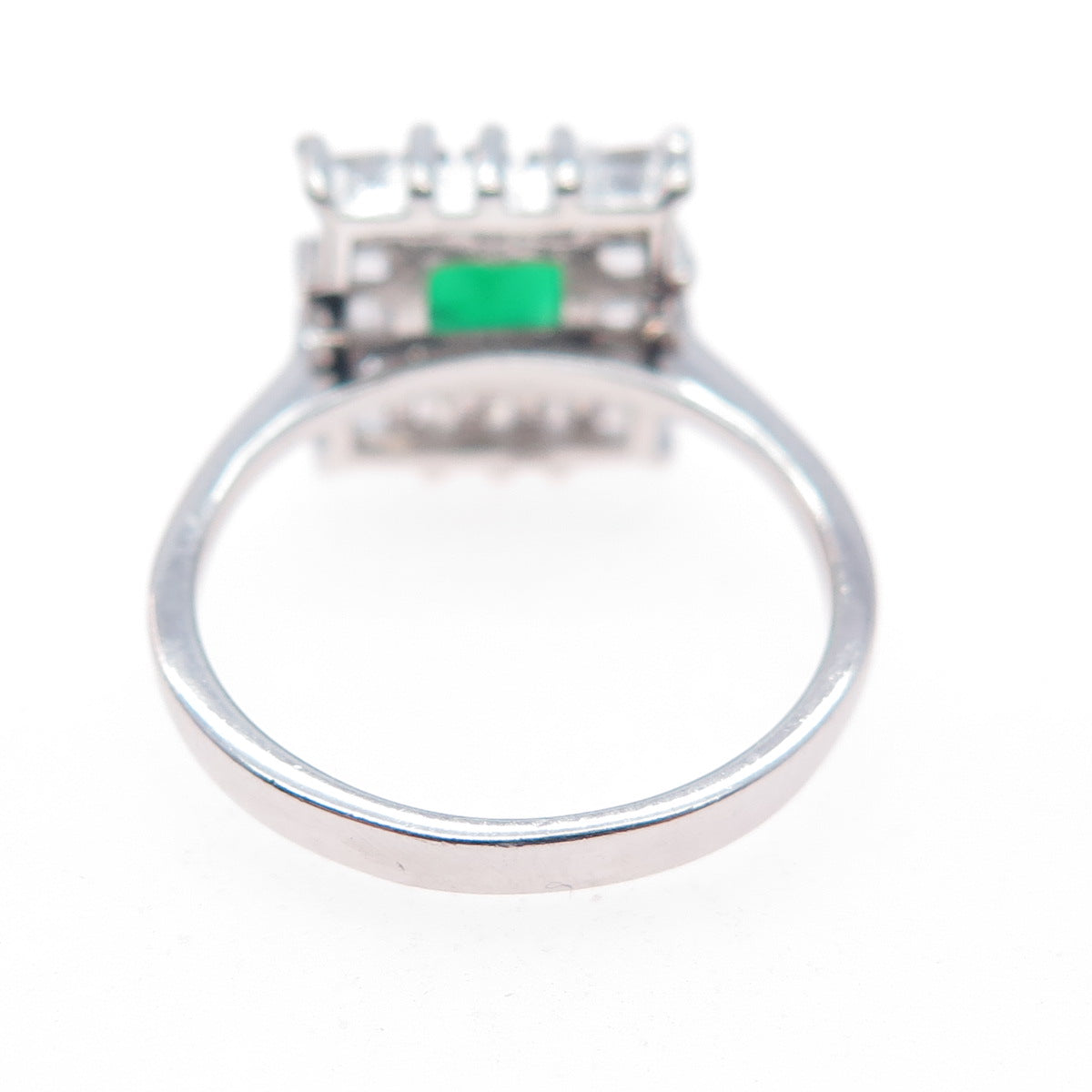 925 Sterling Silver Real Chrome Diopside & C Z Bohemian Ring Size 6.25