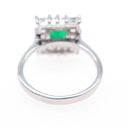 925 Sterling Silver Real Chrome Diopside & C Z Bohemian Ring Size 6.25