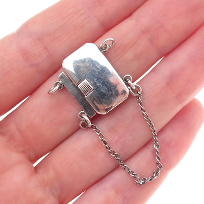 925 Sterling Silver Antique Japan Bracelet Necklace Safety Chain Box Lock Clasp