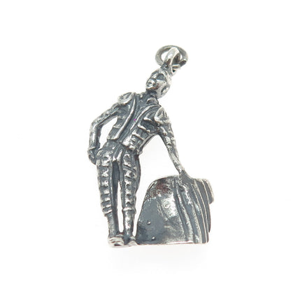 925 Sterling Silver Vintage Matador Rodeo Charm Pendant