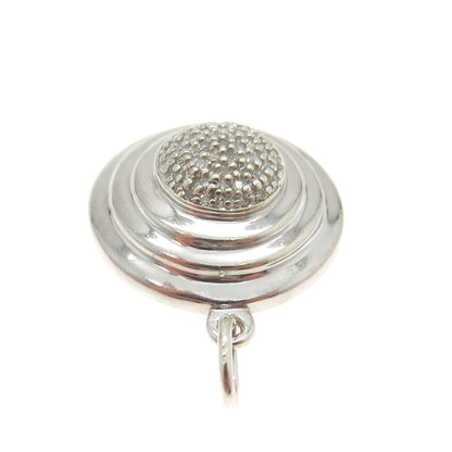 925 Sterling Silver Real Round-Cut Diamond Disc Charm Pendant