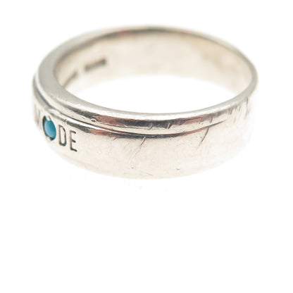 Charite 925 Sterling Vintage Real Turquoise Comme Ca Du Mode Band Ring Size 6.75