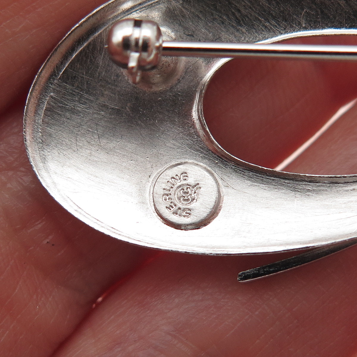 CURTIS CURTMAN 925 Sterling Silver Vintage Modernist Floral Pin Brooch