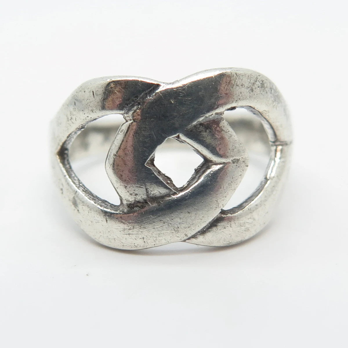 925 Sterling Silver Vintage Knot Modernist Ring Size 6