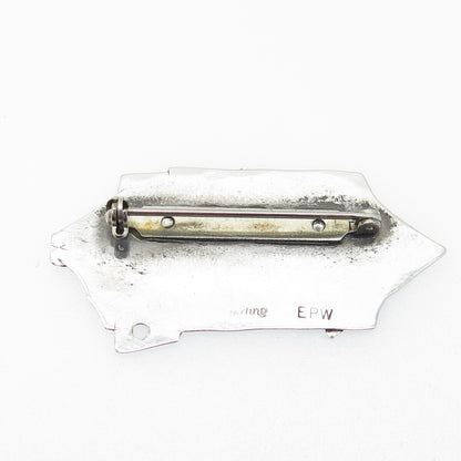 EPW Pamela Worthington 925 Sterling Silver Vintage Modernist Fish Pin Brooch