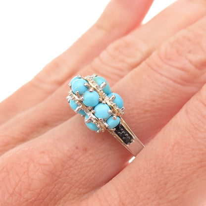 Chuck Clemency 925 Sterling Silver Real Turquoise Spinel White Topaz Ring Size 8