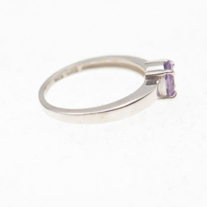 CNA Pranda 925 Sterling Silver Vintage Real Oval-Cut Amethyst Ring Size 5.25