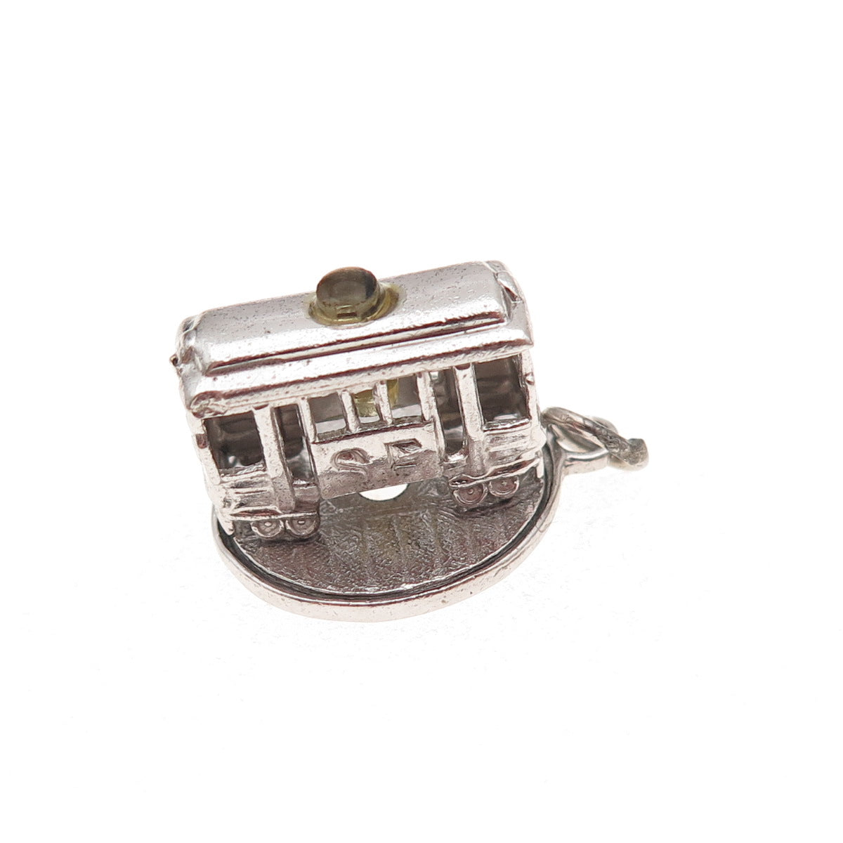 925 Sterling Silver Vintage Cable Car San Francisco 3D Rotating Charm Pendant